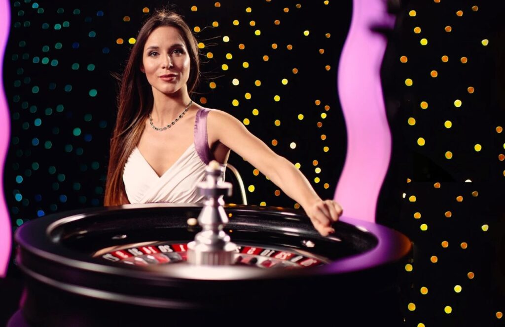 Live dealer spinning casino roulette